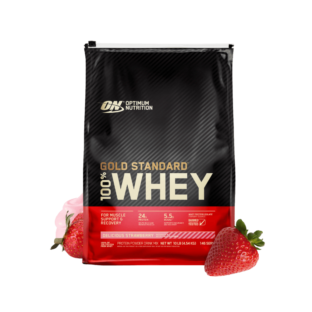 Gold Standard 100% Whey Optimum Nutrition Whey blend protein 141 Serves (4.54kg) Strawberry
