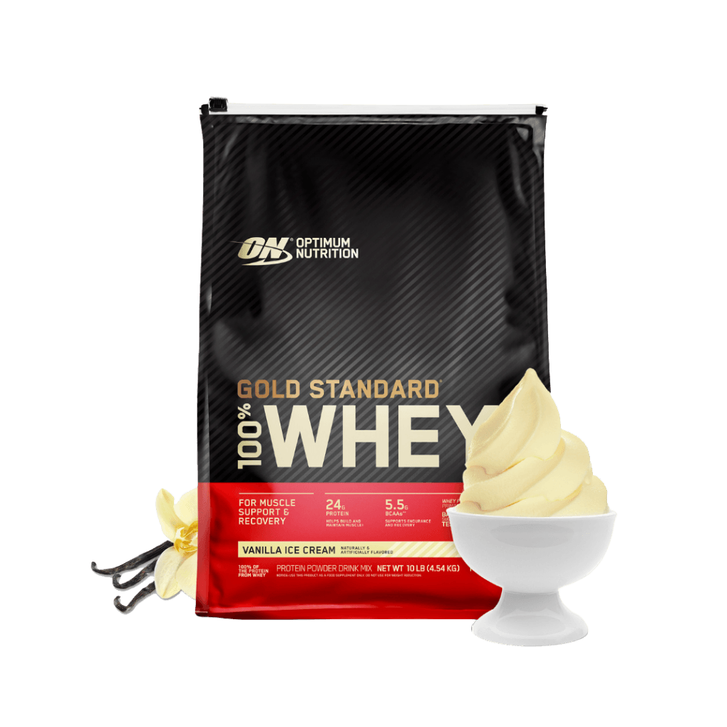Gold Standard 100% Whey Optimum Nutrition Whey blend protein 141 Serves (4.54kg) Vanilla Ice Cream