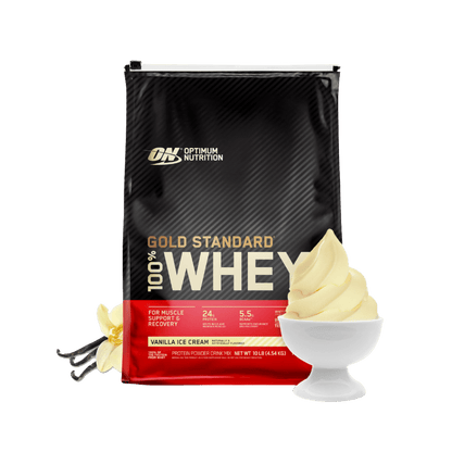 Gold Standard 100% Whey Optimum Nutrition Whey blend protein 141 Serves (4.54kg) Vanilla Ice Cream