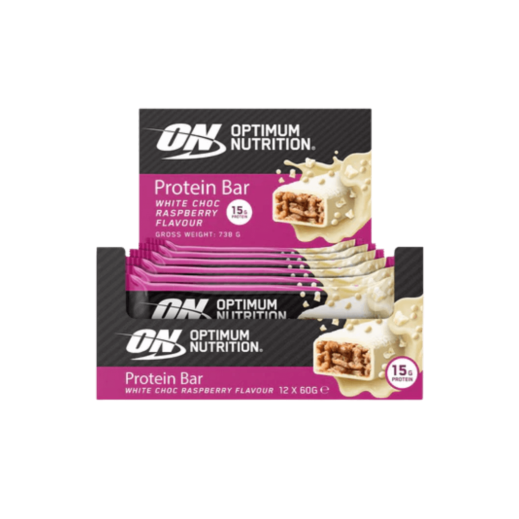 Protein Bars & Protein Bars Optimum Nutrition Protein bars Box of 12 White Choc Raspberry