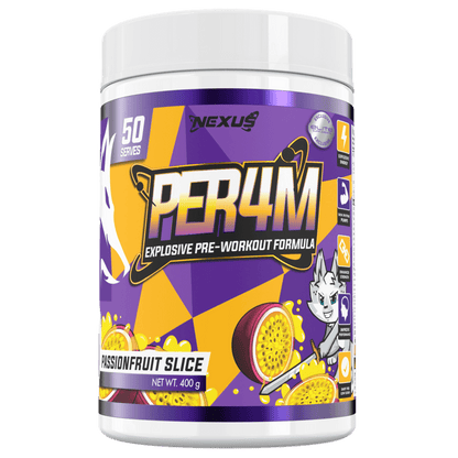 Per4m (4) & Per4m Nexus Medium stimulant pre workout powder 50 Serves Passionfruit Splice