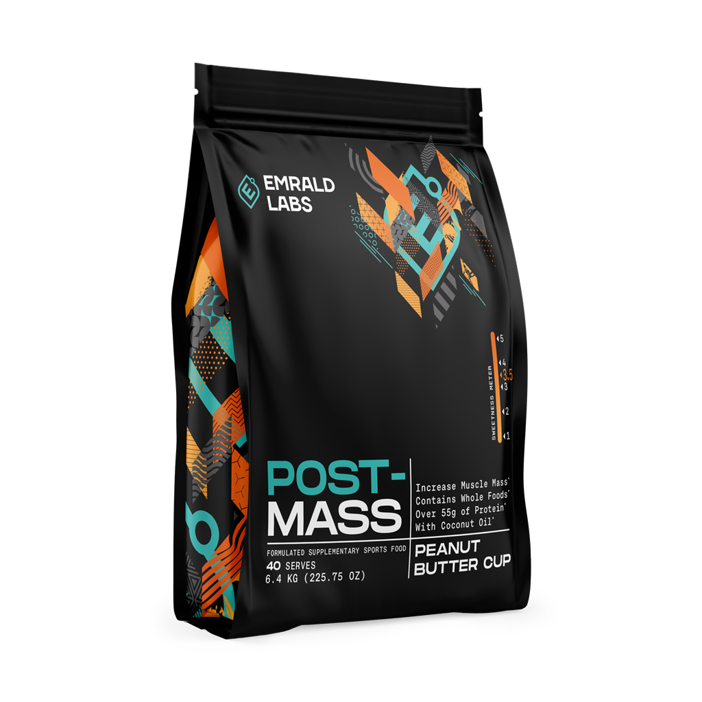 Post Mass & Post Mass Emrald Labs Mass gainer protein powder 6.4kg Peanut Butter Cup