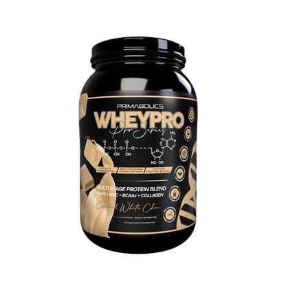 Wheypro (5) & Wheypro Primabolics Whey blend protein 25 Serves Caramel White Choc