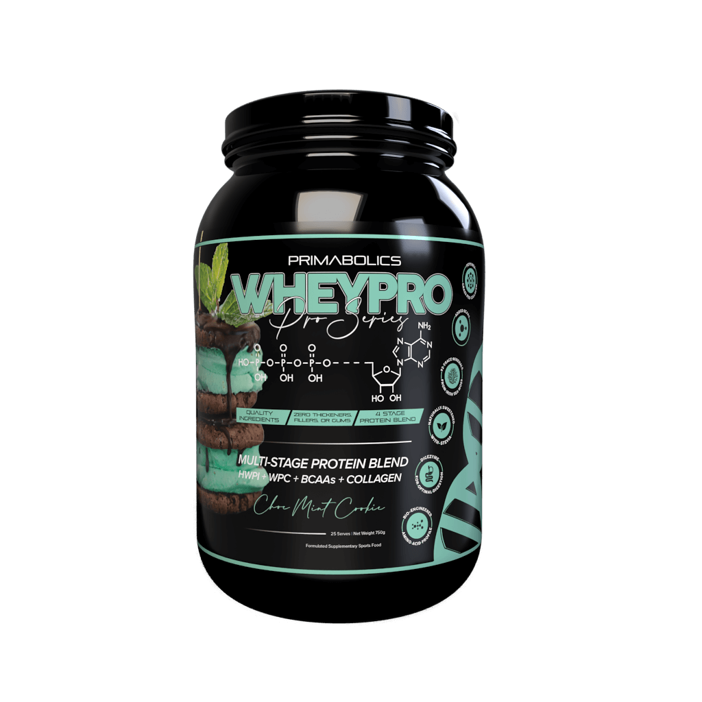 Wheypro (7) & Wheypro Primabolics Whey blend protein 25 Serves Chocolate Mint Cookie