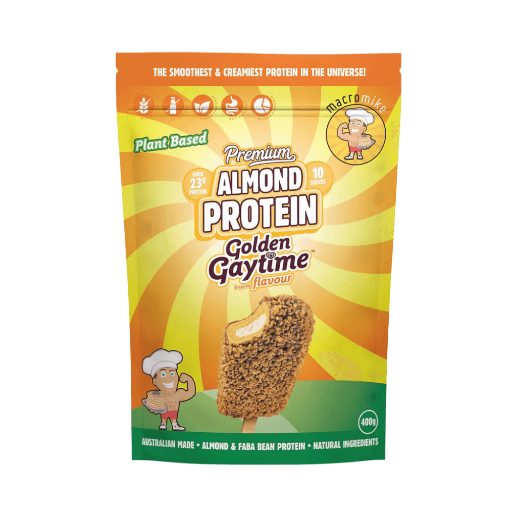 Premium Almond Protein Macro Mike Vegan protein powder 400g Golden Gaytime