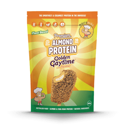 Premium Almond Protein Macro Mike Vegan protein powder 800g Golden Gaytime