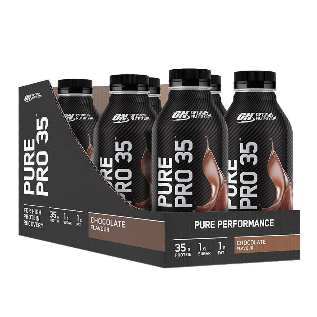 Pure Pro 35 (1) & Pure Pro 35 Optimum Nutrition Drinks ready to drink Box of 12 Chocolate