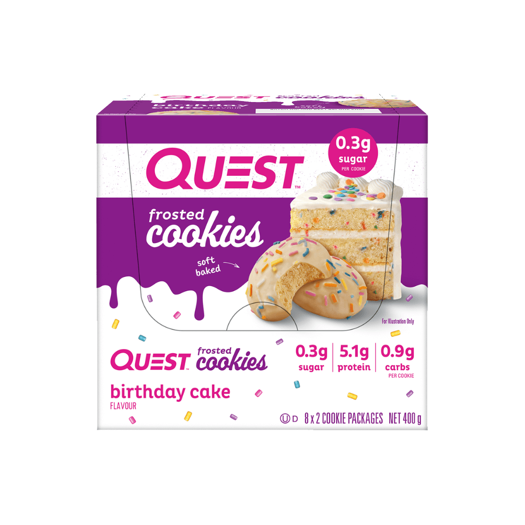 Quest Frosted Cookies & Quest Frosted Cookies Quest Protein cookies Box of 8 Birthday Cake