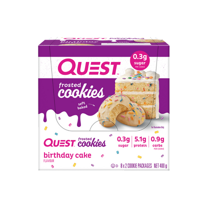 Quest Frosted Cookies & Quest Frosted Cookies Quest Protein cookies Box of 8 Birthday Cake