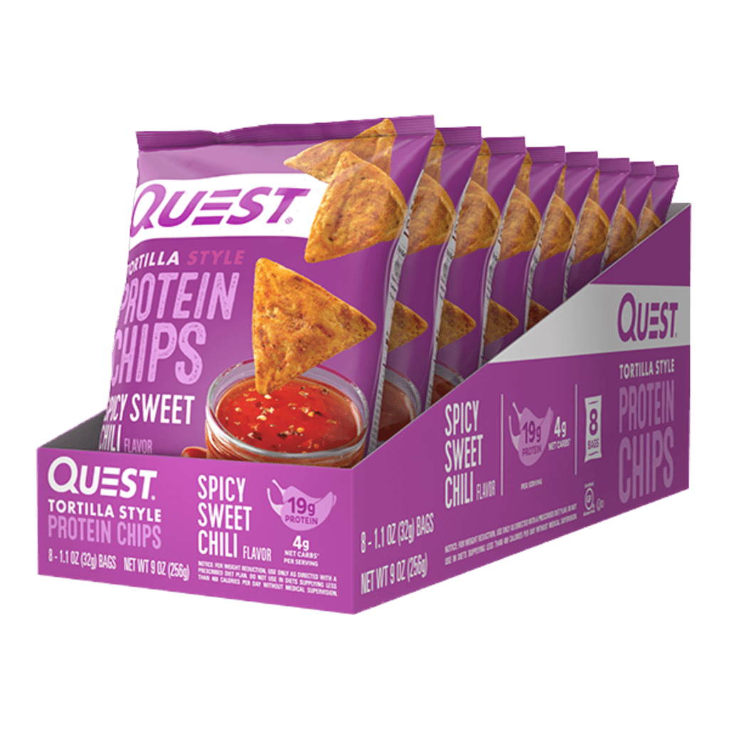 Tortilla Protein Chips (2) & Tortilla Protein Chips Quest Protein chips Box of 8 Spicy Sweet Chilli