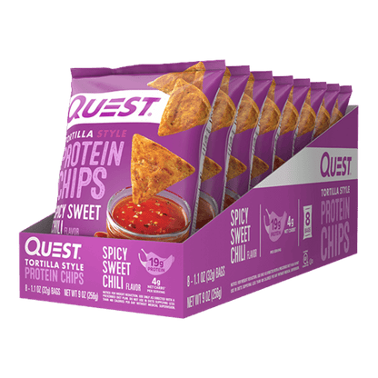 Tortilla Protein Chips (2) & Tortilla Protein Chips Quest Protein chips Box of 8 Spicy Sweet Chilli