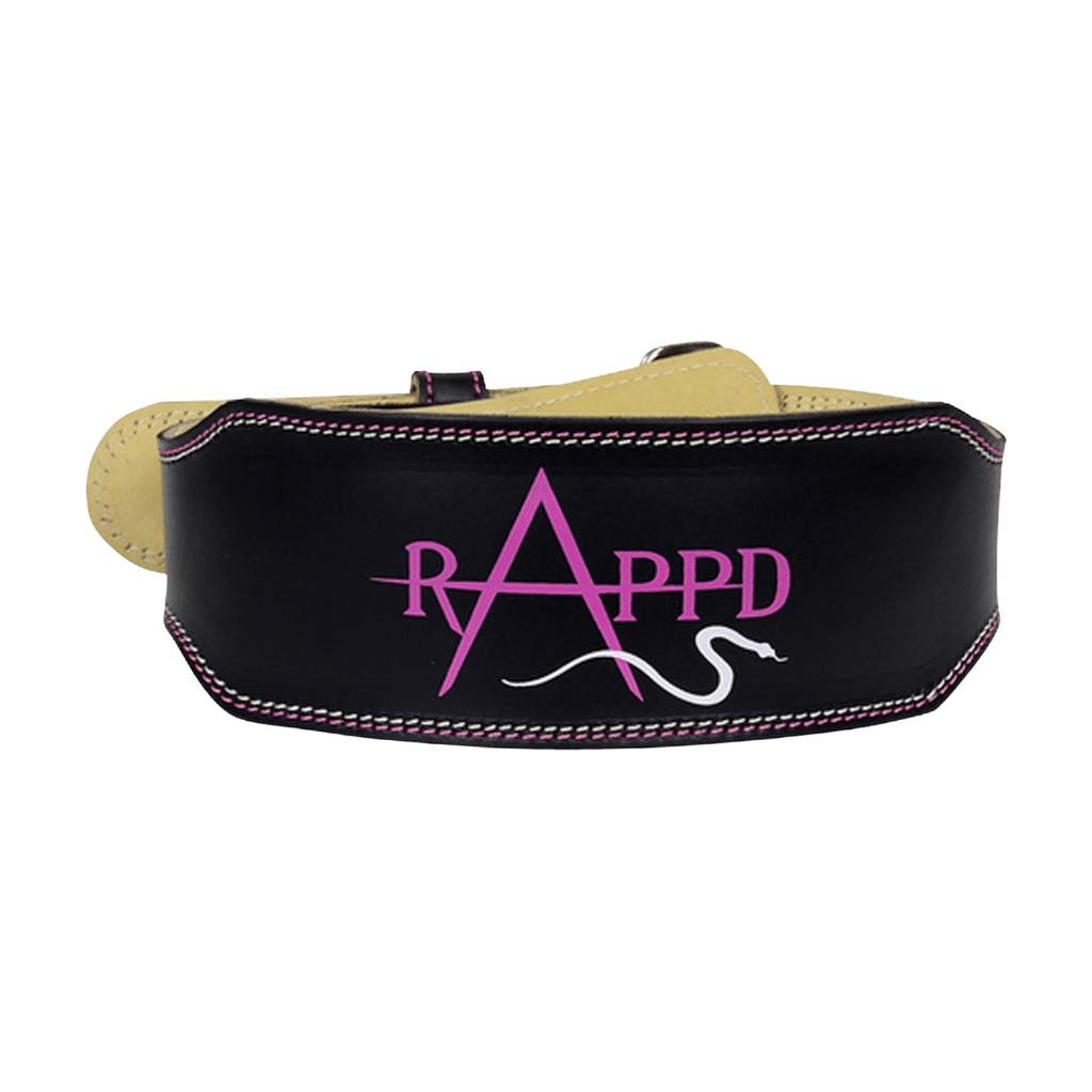 Rapp'd 4" Leather Weight Lifting Belt Rappd Weight lifting belts Medium (71cm - 92cm)  Pink