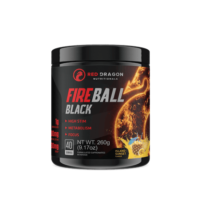 Fireball Black Red Dragon Nutritionals High stimulant weight loss supplements 40 Serves Island Sunset