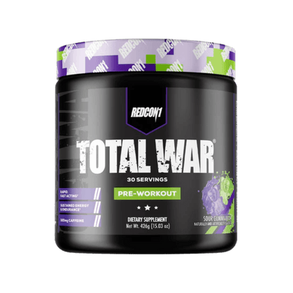 Total War Redcon1 Medium stimulant pre workout powder 30 Serves Sour Gummy