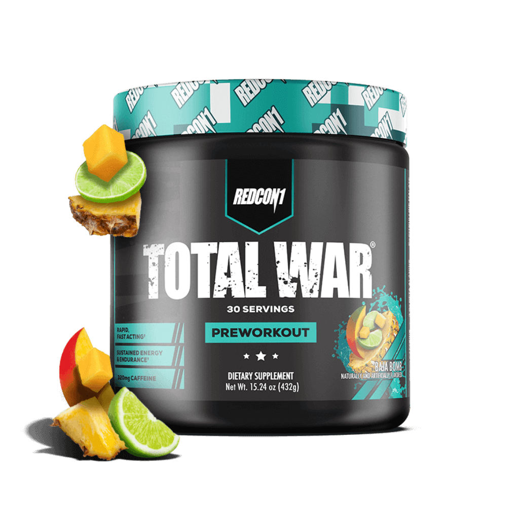 Total War (4) & Total War Redcon1 Medium stimulant pre workout powder 30 Serves Baja Bomb