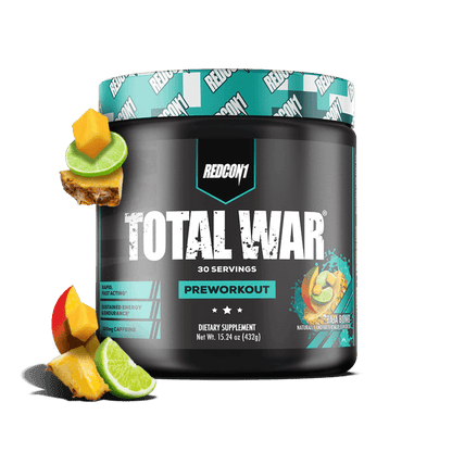 Total War (4) & Total War Redcon1 Medium stimulant pre workout powder 30 Serves Baja Bomb
