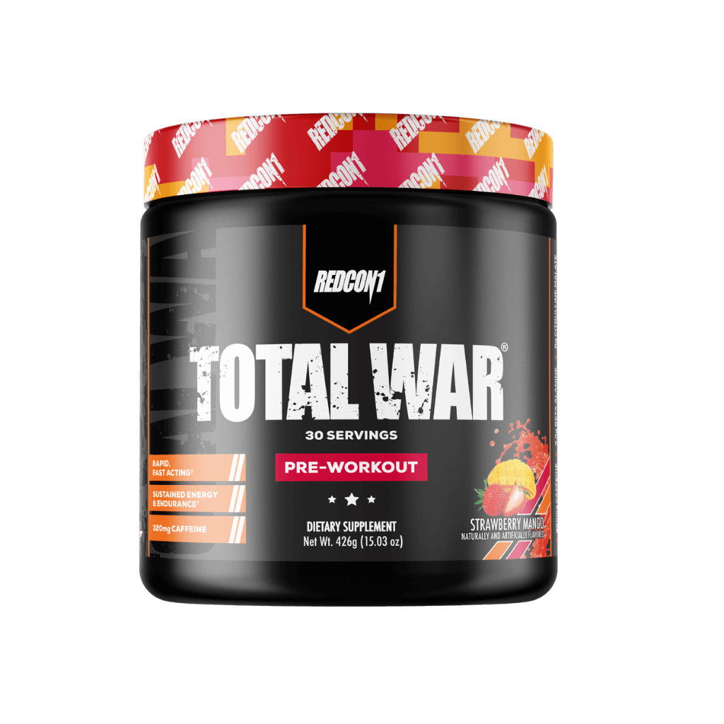 Total War (2) & Total War Redcon1 Medium stimulant pre workout powder 30 Serves Strawberry Mango
