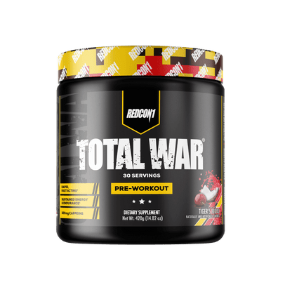 Total War (3) & Total War Redcon1 Medium stimulant pre workout powder 30 Serves Tigers Blood