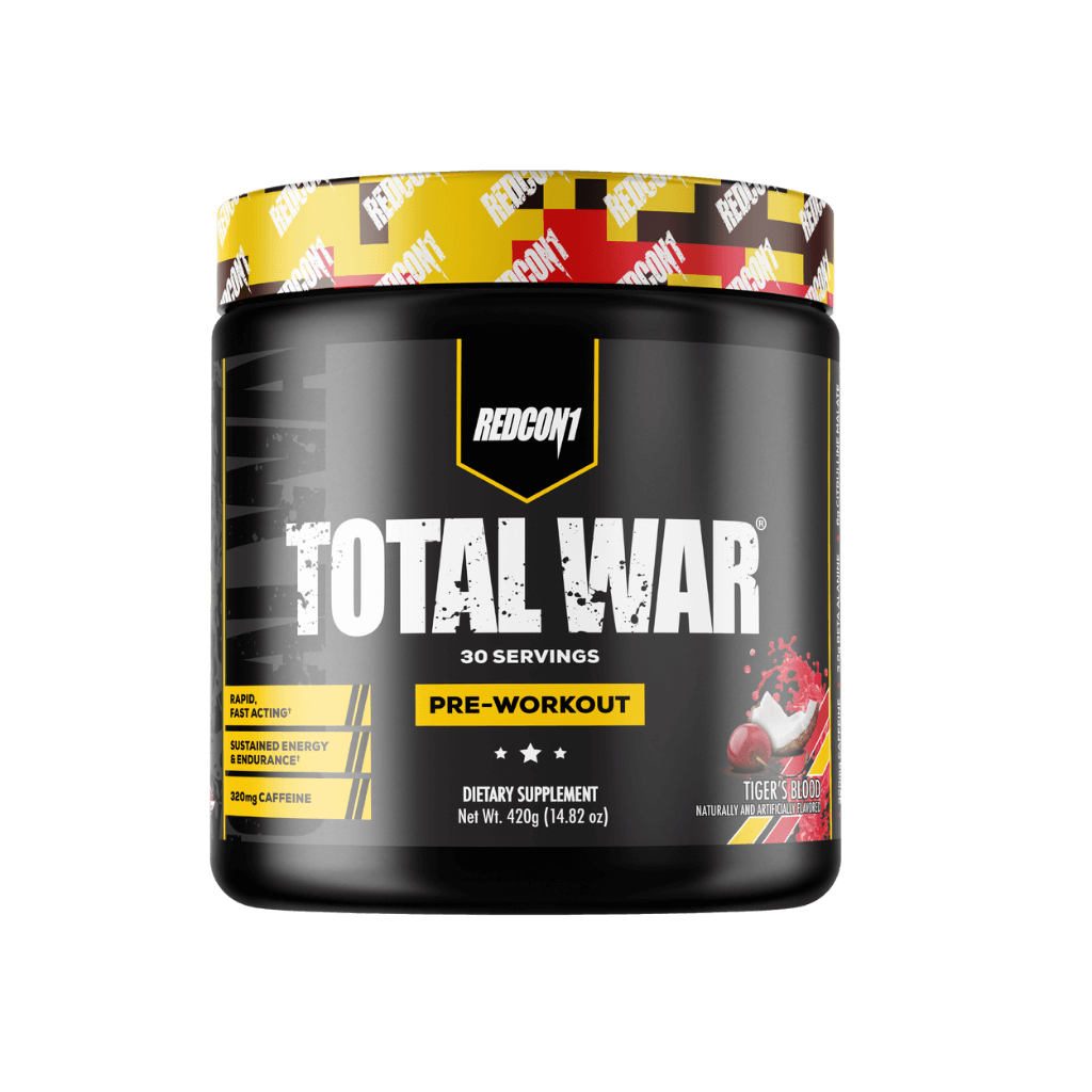 Total War (3) & Total War Redcon1 Medium stimulant pre workout powder 30 Serves Tigers Blood