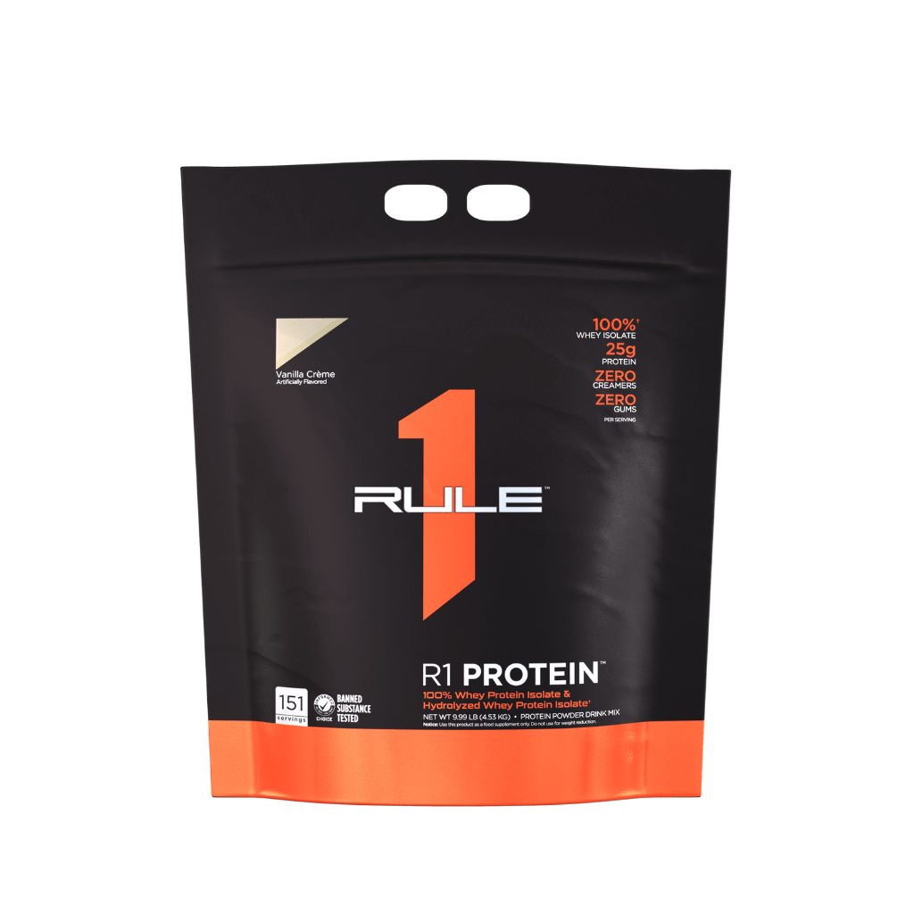 R1 Protein (5) & R1 Protein Rule 1 Whey protein isolate 10lb* (large) Vanilla Creme