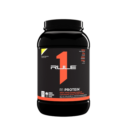 R1 Protein (10) & R1 Protein Rule 1 Whey protein isolate 2lb* Banana Creme