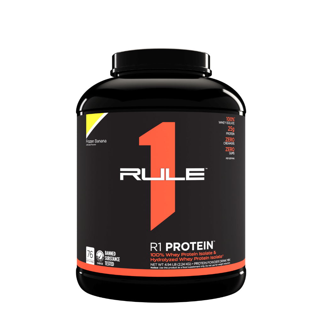 R1 Protein (12) & R1 Protein Rule 1 Whey protein isolate 5lb* Banana Creme