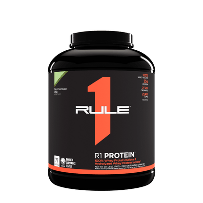 R1 Protein (13) & R1 Protein Rule 1 Whey protein isolate 5lb* Mint Choc Chip