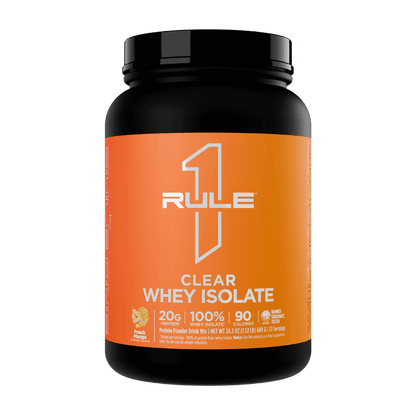 R1 Clear Isolate & R1 Clear Isolate Rule 1 Protein water 27 Serves Peach Mango