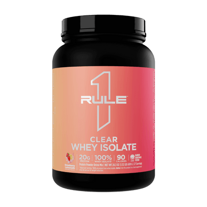 R1 Clear Isolate (1) & R1 Clear Isolate Rule 1 Protein water 27 Serves Strawberry Lemonade