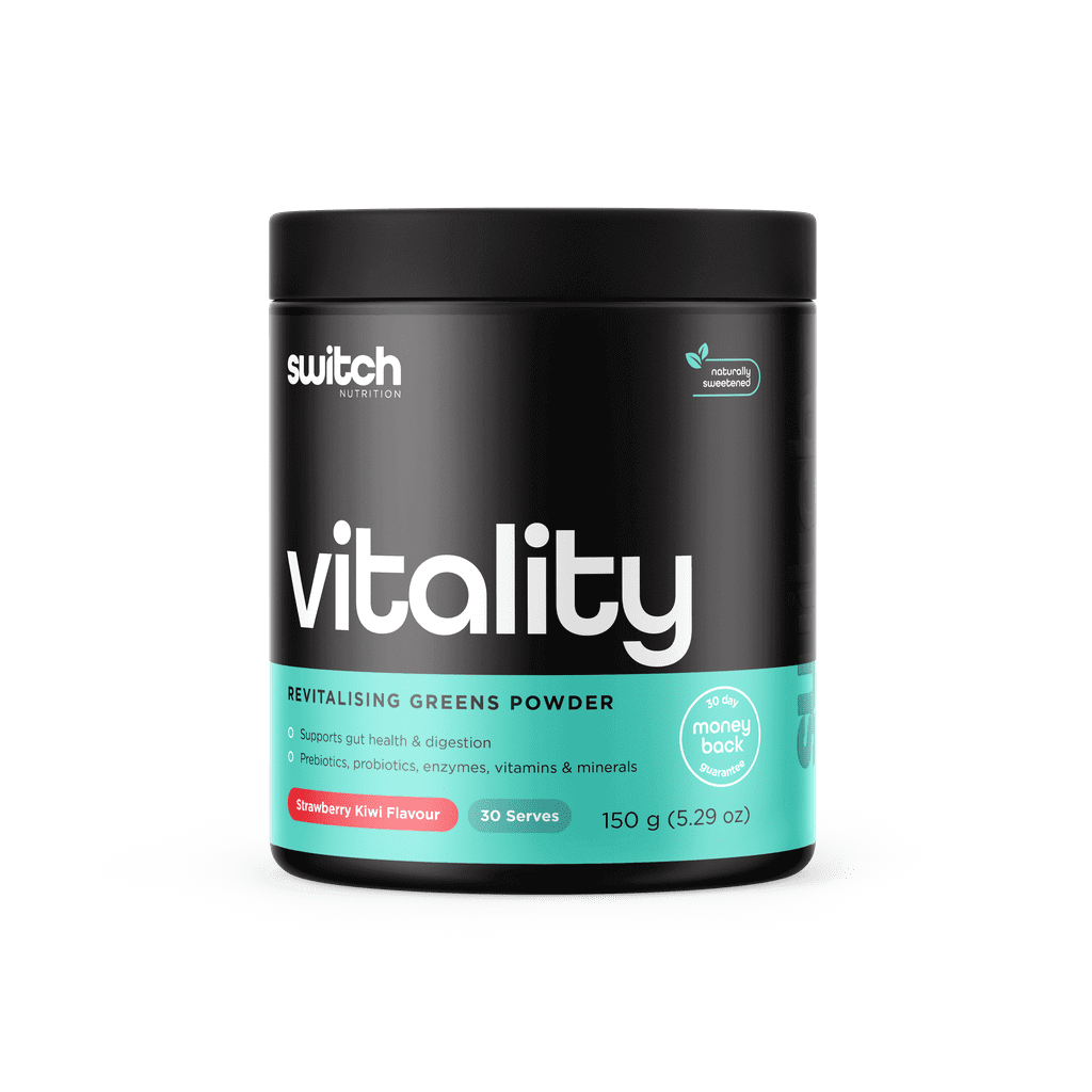 Vitality Switch (4) & Vitality Switch Switch Nutrition Greens supplements 30 Serves Strawberry Kiwi