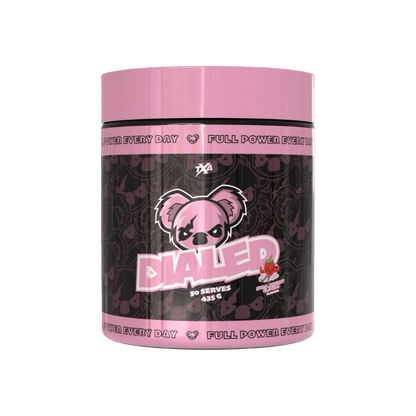 Dialed The X Athletics Super high stimulant pre workout powder 50 Serves Strawberry Clouds