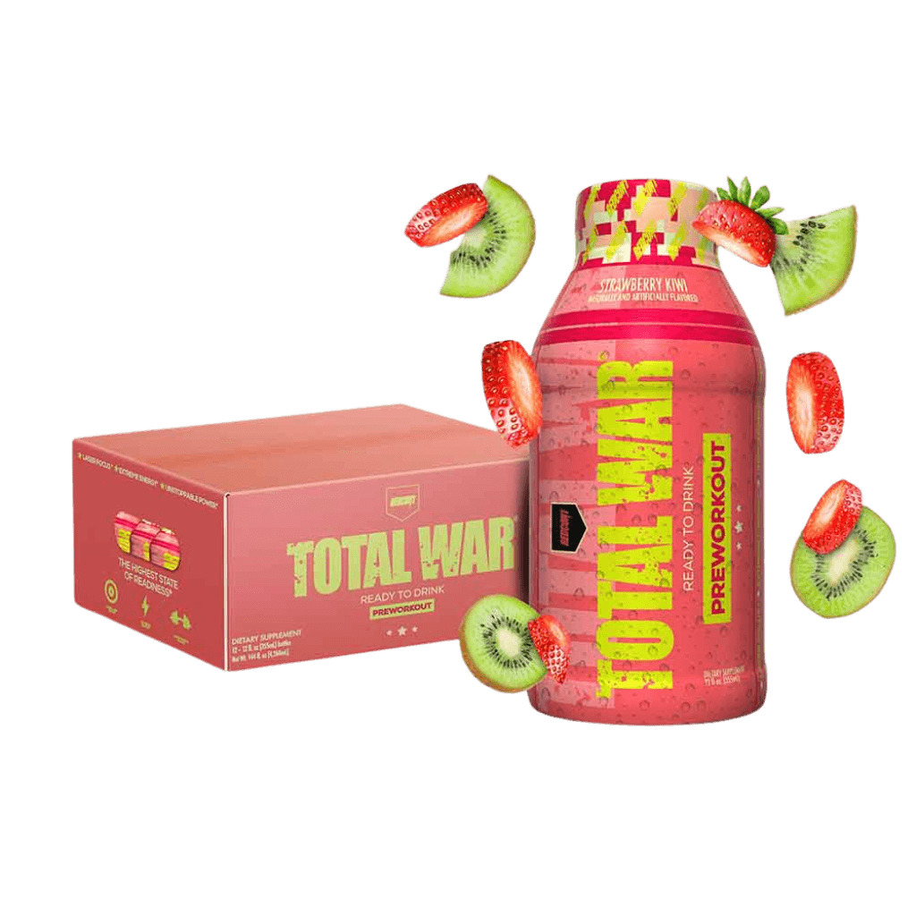 Total War RTD (5) & Total War RTD Redcon1 Drinks for pre workout Box of 12 Strawberry Kiwi
