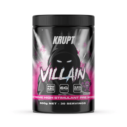 Villain (3) & Villain Krupt Super high stimulant pre workout powder 30 Serves Cracked Currant
