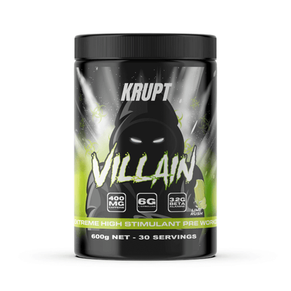 Villain & Villain Krupt Super high stimulant pre workout powder 30 Serves Lime Rush