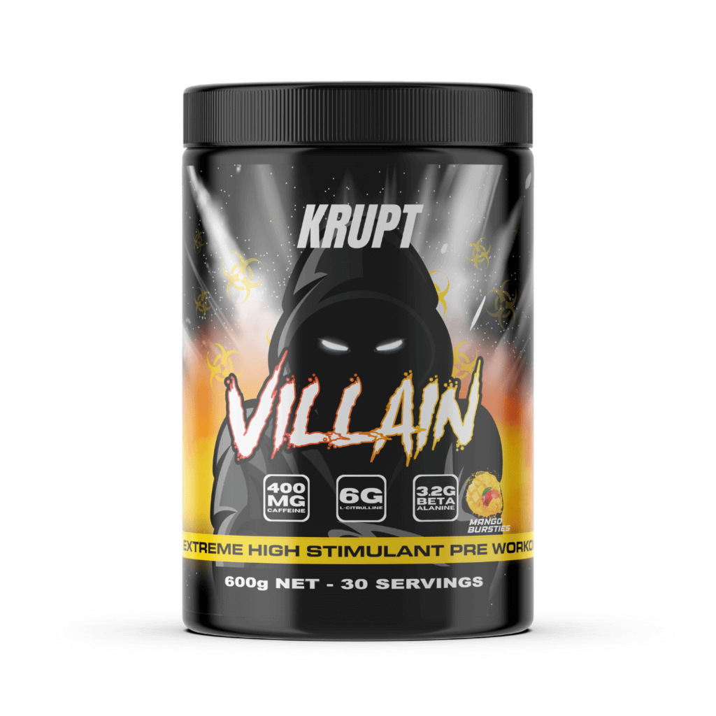 Villain (1) & Villain Krupt Super high stimulant pre workout powder 30 Serves Mango Bursties