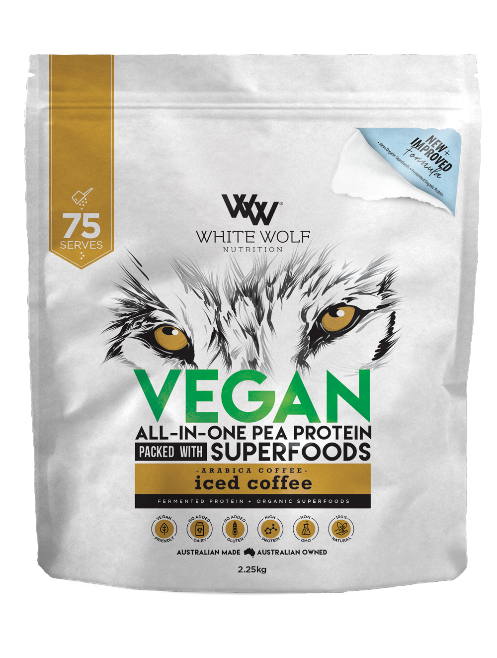 Vegan Protein Blend White Wolf Vegan protein powder 2.25kg Iced Coffee