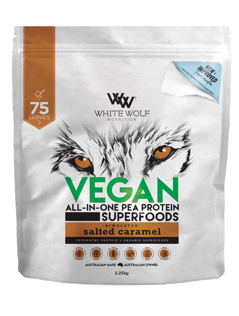 Vegan Protein Blend White Wolf Vegan protein powder 2.25kg Salted Caramel