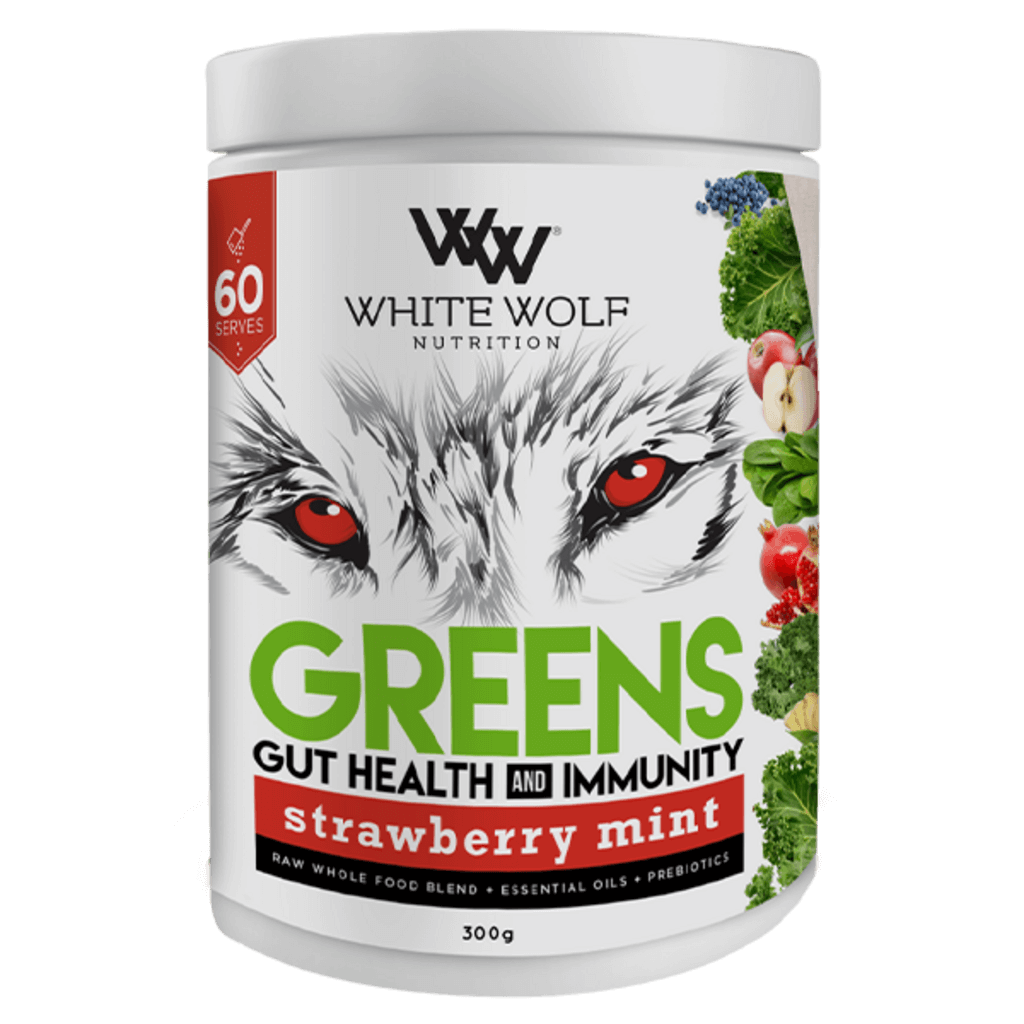 Super Greens (5) & Super Greens White Wolf Greens supplements 60 Serves Strawberry Mint