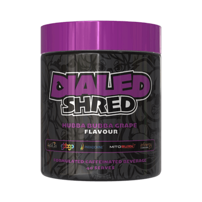 Dialed Shred (1) & Dialed Shred The X Athletics Fat burners supplements 40 Serves Hubba Bubba Grape