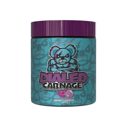 Dialed Carnage & Dialed Carnage The X Athletics High stim pre workout 25 Serves Hubba Bubba Grape