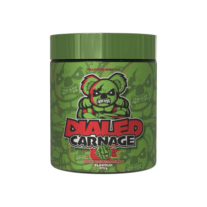 Dialed Carnage (1) & Dialed Carnage The X Athletics High stim pre workout 25 Serves Sour Watermelon