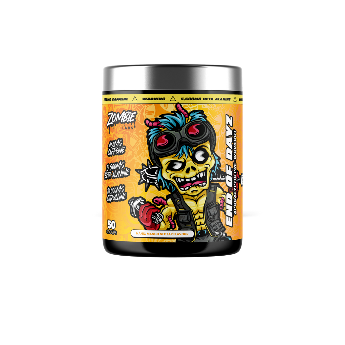 End Of Dayz Zombie Labs Super high stimulant pre workout powder 50 Serves Manic Mango Nectar