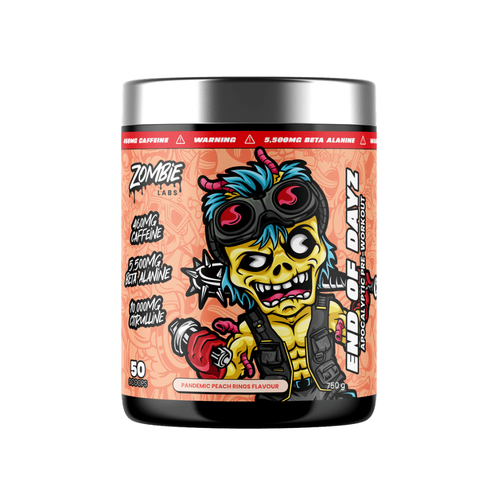 End Of Dayz Zombie Labs Super high stimulant pre workout powder 50 Serves Pandemic Peach Rings
