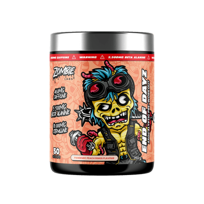 End Of Dayz Zombie Labs Super high stimulant pre workout powder 50 Serves Pandemic Peach Rings