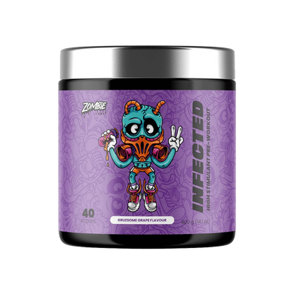 Infected & Infected Zombie Labs Medium stimulant pre workout powder 40 Serves Gruesome Grape
