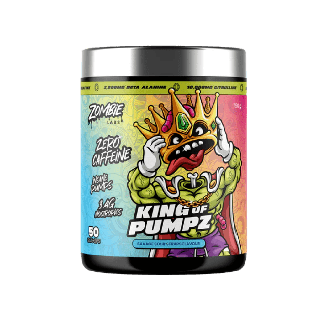 King of Pumpz Zombie Labs Caffeine free pre workout 50 Serves Savage Sour Straps