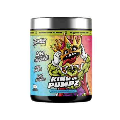 King of Pumpz Zombie Labs Caffeine free pre workout 50 Serves Savage Sour Straps