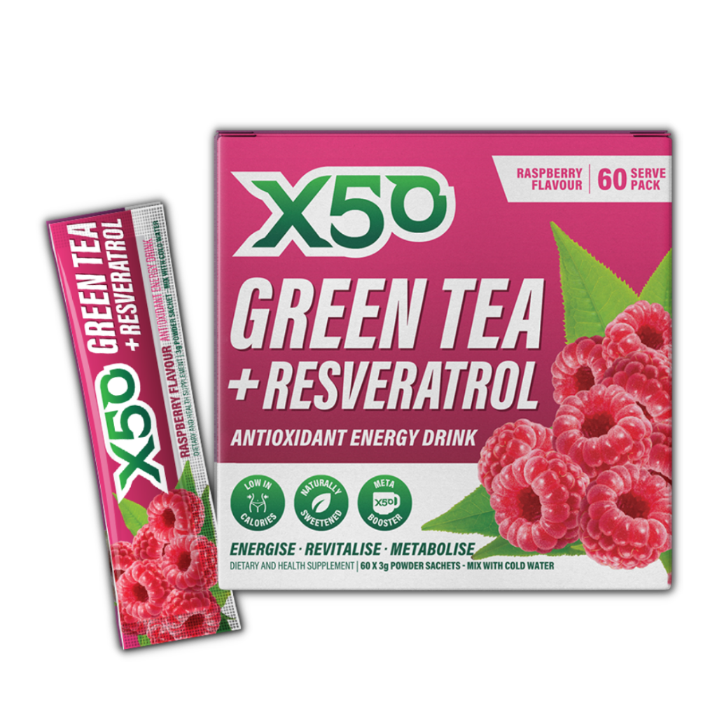 Green Tea X50 (4) & Green Tea X50 Green Tea X50 Green tea supplements 60 Serves Raspberry