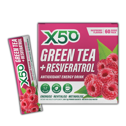Green Tea X50 (4) & Green Tea X50 Green Tea X50 Green tea supplements 60 Serves Raspberry