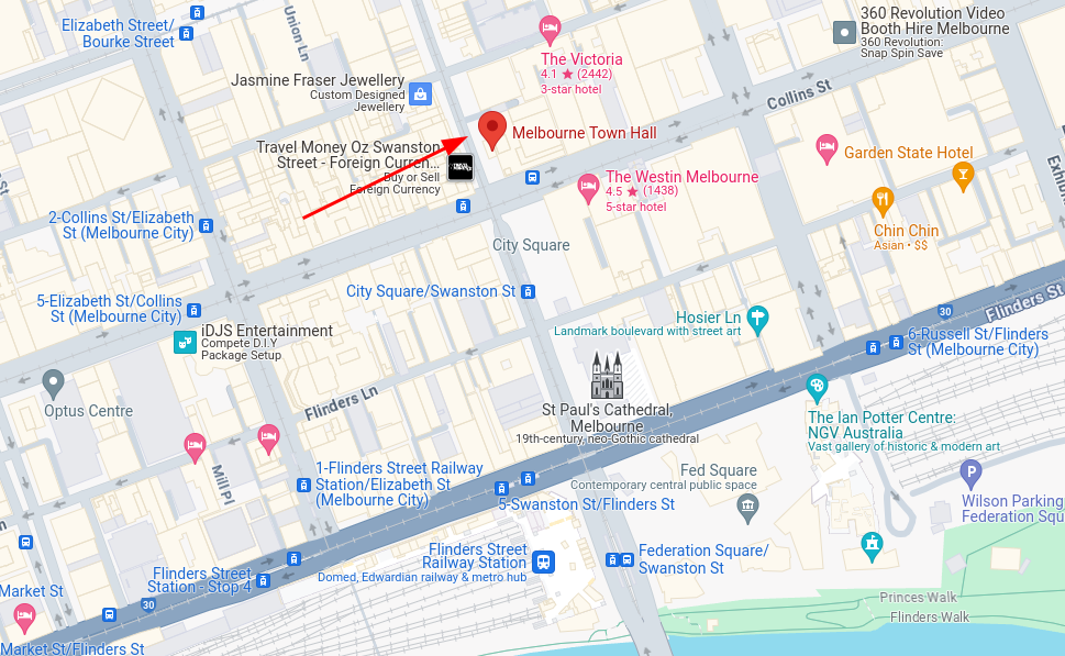 Melbourne Town Hall Map